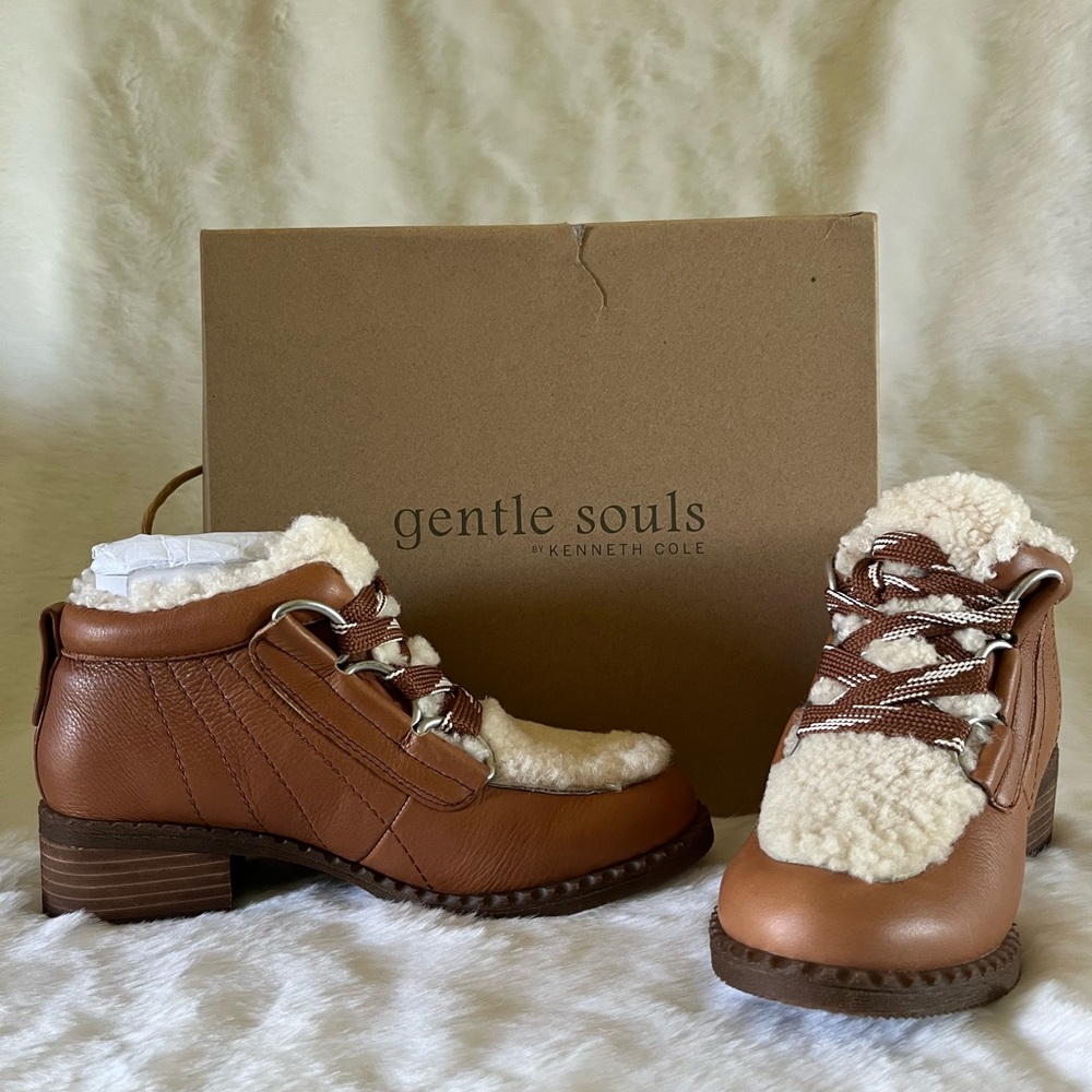 Gentle Souls Tan Ankle Booties with Cozy Lining